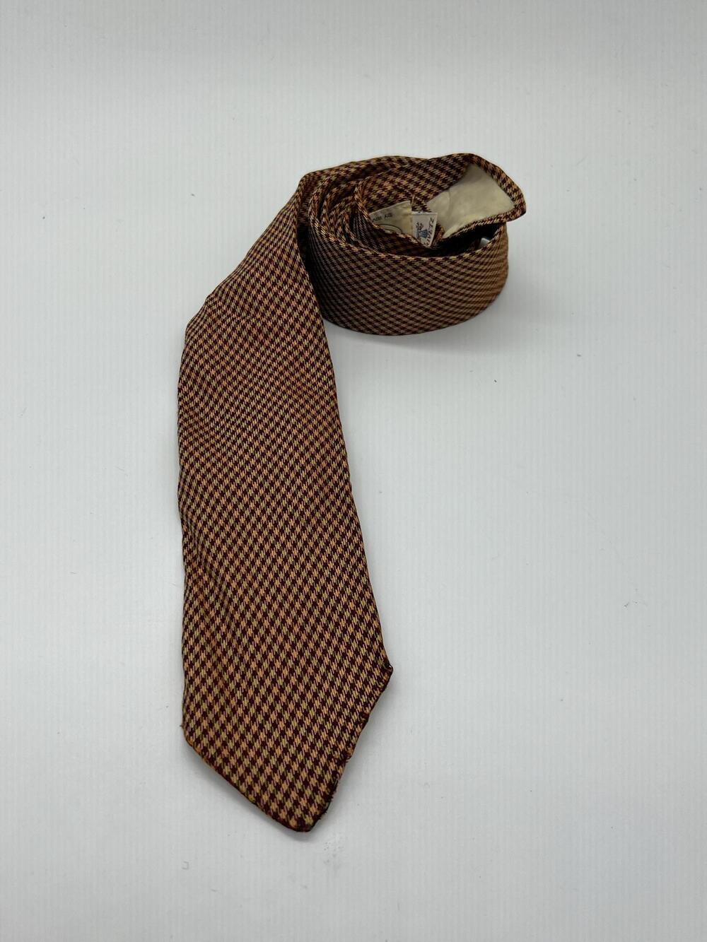Vintage Yale Co-Op Tie Mens One Size Brown Plaid Check Silk Necktie Rivetz